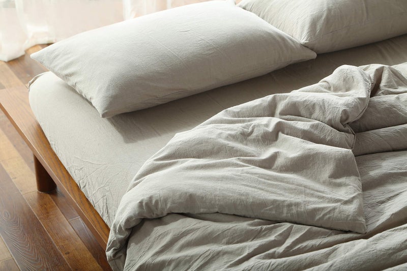 F.Y.Dreams 100% Washed Cotton Duvet Cover for Weighted Blanket 60x80 inches with 8 Ties, Zipper on Long Side/Khaki/Just Duvet Cover - Image 4